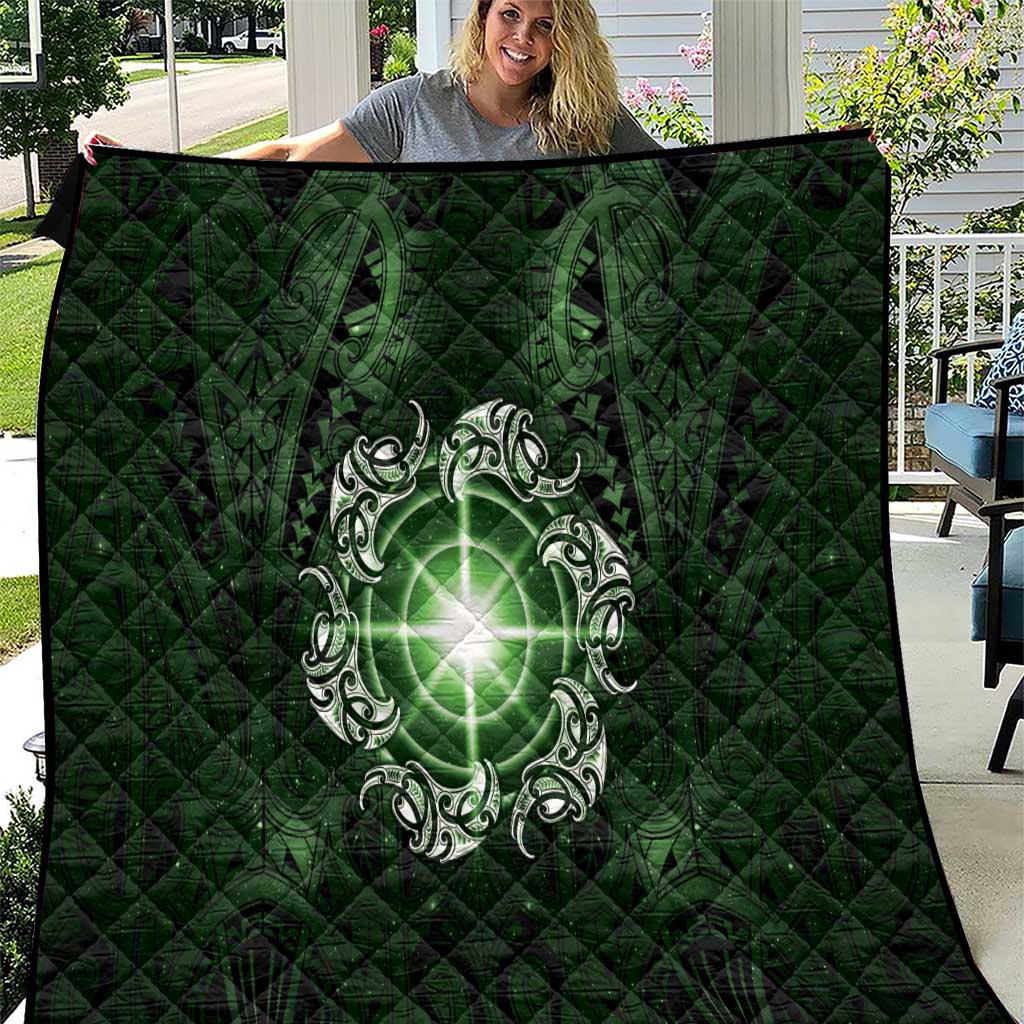New Zealand Matariki Tupuarangi Quilt Maori Moko Green Galaxy LT05 Green - Polynesian Pride