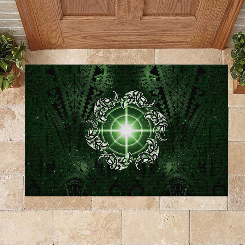 New Zealand Matariki Tupuarangi Rubber Doormat Maori Moko Green Galaxy LT05 Green - Polynesian Pride