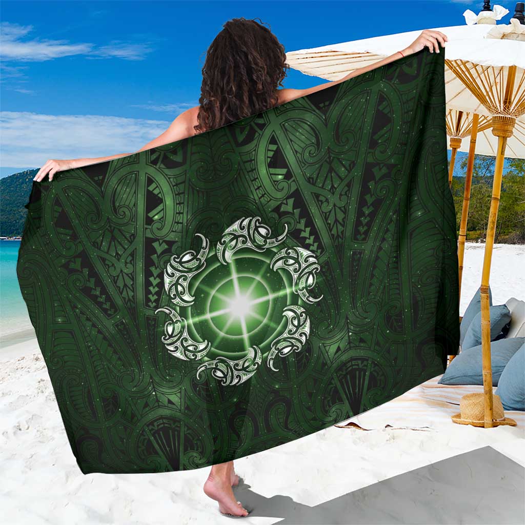 New Zealand Matariki Tupuarangi Sarong Maori Moko Green Galaxy LT05 One Size 44 x 66 inches Green - Polynesian Pride