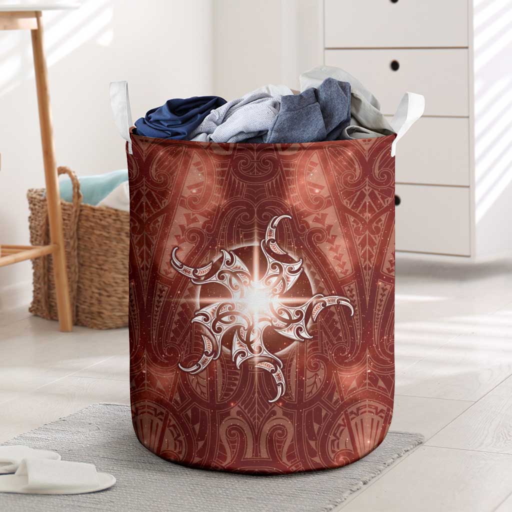 New Zealand Matariki Pohutukawa Laundry Basket Maori Moko Red Galaxy LT05 Red - Polynesian Pride