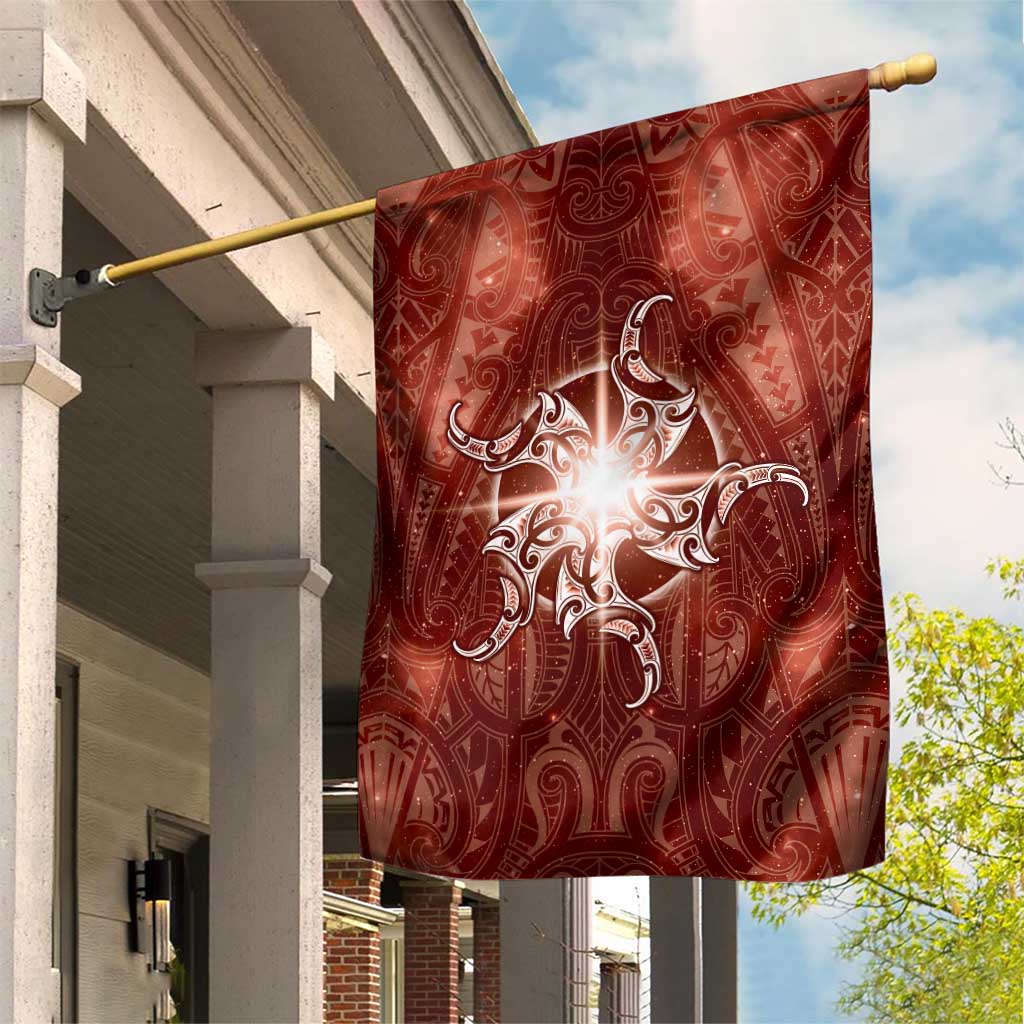 New Zealand Matariki Pohutukawa Garden Flag Maori Moko Red Galaxy LT05 House Flag Red - Polynesian Pride