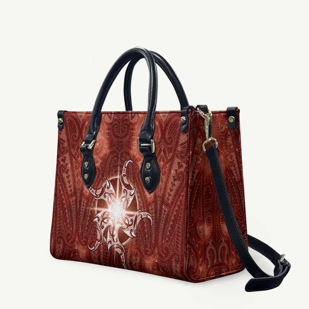 New Zealand Matariki Pohutukawa Leather Bag Maori Moko Red Galaxy LT05 Red - Polynesian Pride