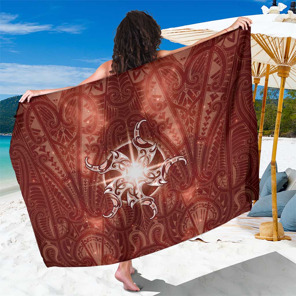 New Zealand Matariki Pohutukawa Sarong Maori Moko Red Galaxy LT05 One Size 44 x 66 inches Red - Polynesian Pride