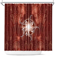 New Zealand Matariki Pohutukawa Shower Curtain Maori Moko Red Galaxy LT05 Red - Polynesian Pride