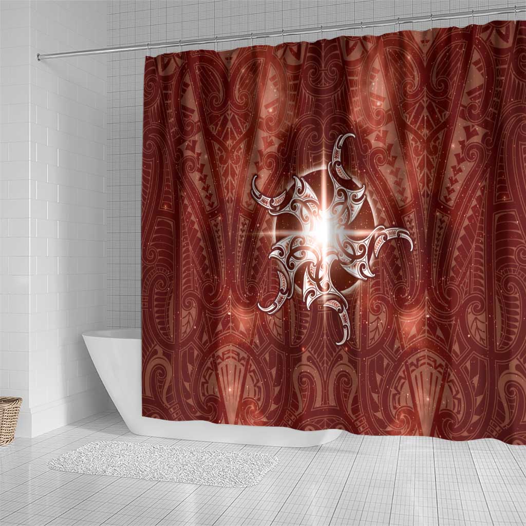 New Zealand Matariki Pohutukawa Shower Curtain Maori Moko Red Galaxy LT05 - Polynesian Pride