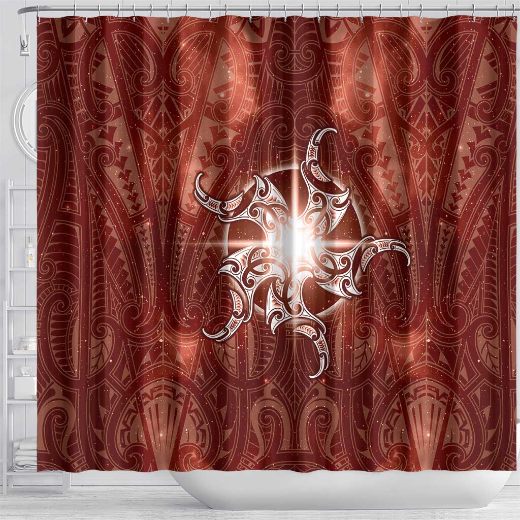 New Zealand Matariki Pohutukawa Shower Curtain Maori Moko Red Galaxy LT05 - Polynesian Pride