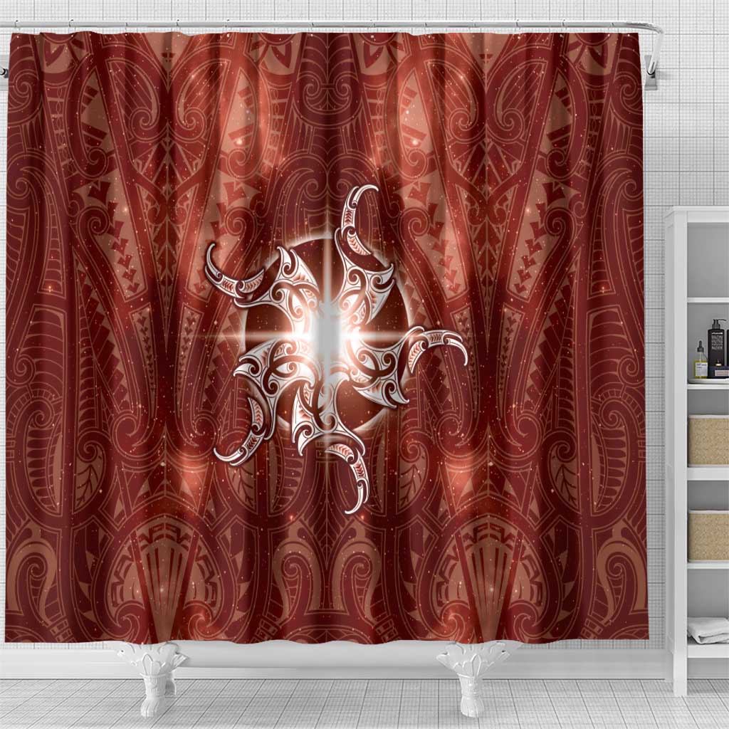 New Zealand Matariki Pohutukawa Shower Curtain Maori Moko Red Galaxy LT05 - Polynesian Pride