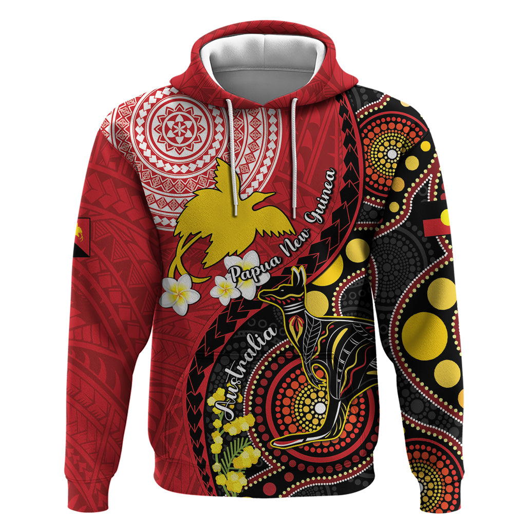 Papua New Guinea And Australia Aboriginal Hoodie Bird Of Paradise And Kangaroo Together