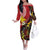 Papua New Guinea And Australia Aboriginal Off The Shoulder Long Sleeve Dress Bird Of Paradise And Kangaroo Together