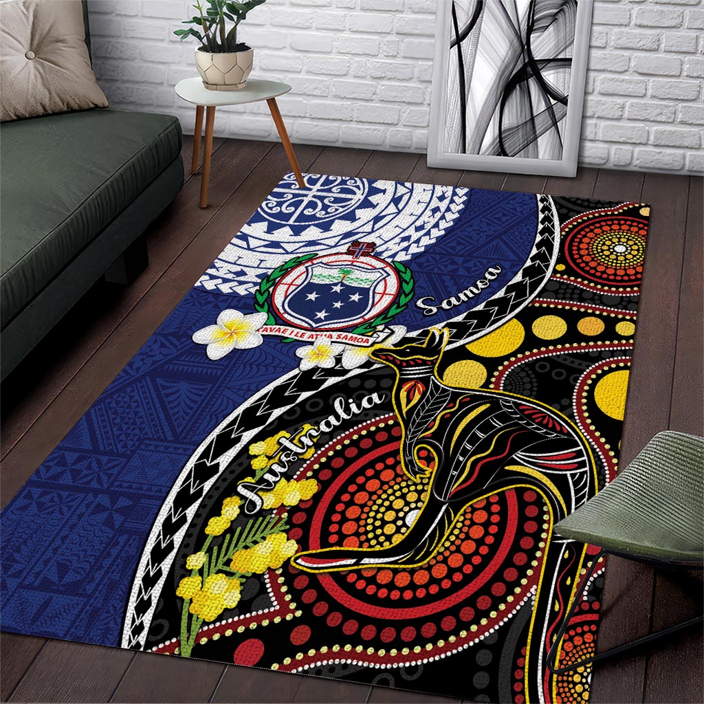 Samoa And Australia Together Area Rug Aboriginal Mix Polynesian LT05 Blue - Polynesian Pride