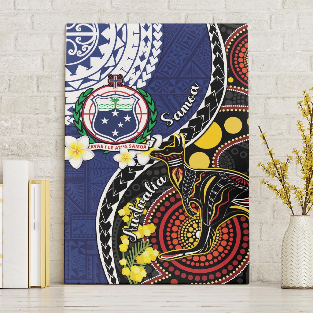 Samoa And Australia Together Canvas Wall Art Aboriginal Mix Polynesian LT05 Without Frame Blue - Polynesian Pride