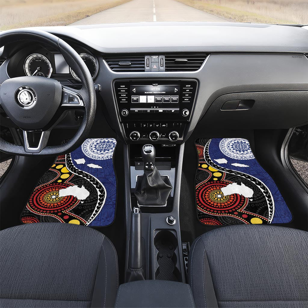 Samoa And Australia Together Car Mats Aboriginal Mix Polynesian LT05 Set 2pcs - Front Blue - Polynesian Pride
