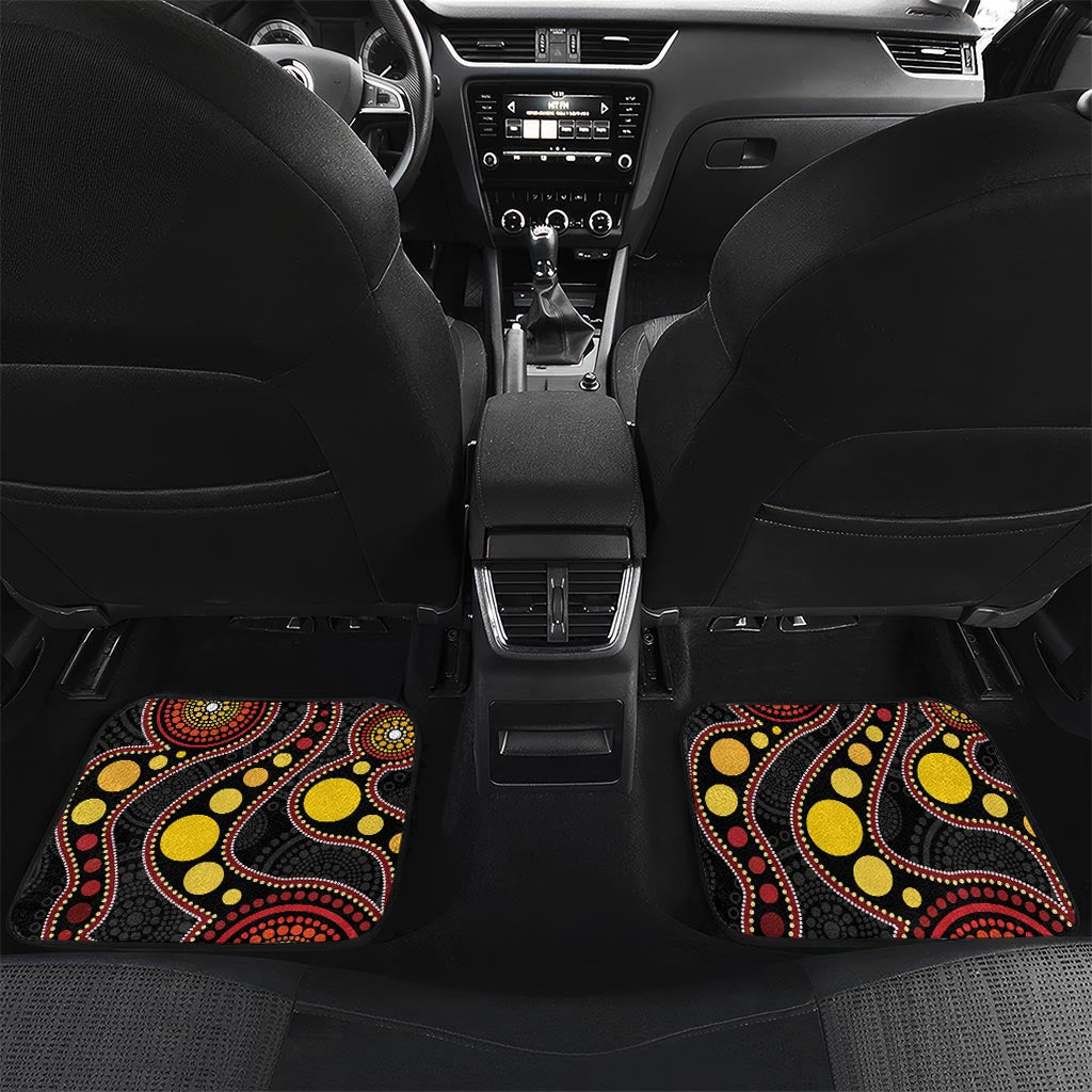 Samoa And Australia Together Car Mats Aboriginal Mix Polynesian LT05 Set 2pcs - Back Blue - Polynesian Pride