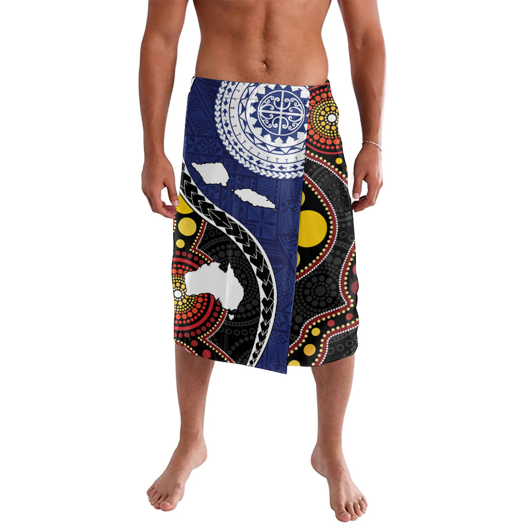 Samoa And Australia Together Lavalava Aboriginal Mix Polynesian LT05 Blue - Polynesian Pride
