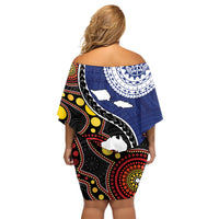 Samoa And Australia Together Off Shoulder Short Dress Aboriginal Mix Polynesian LT05 - Polynesian Pride