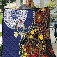 Samoa And Australia Together Quilt Aboriginal Mix Polynesian LT05 Blue - Polynesian Pride