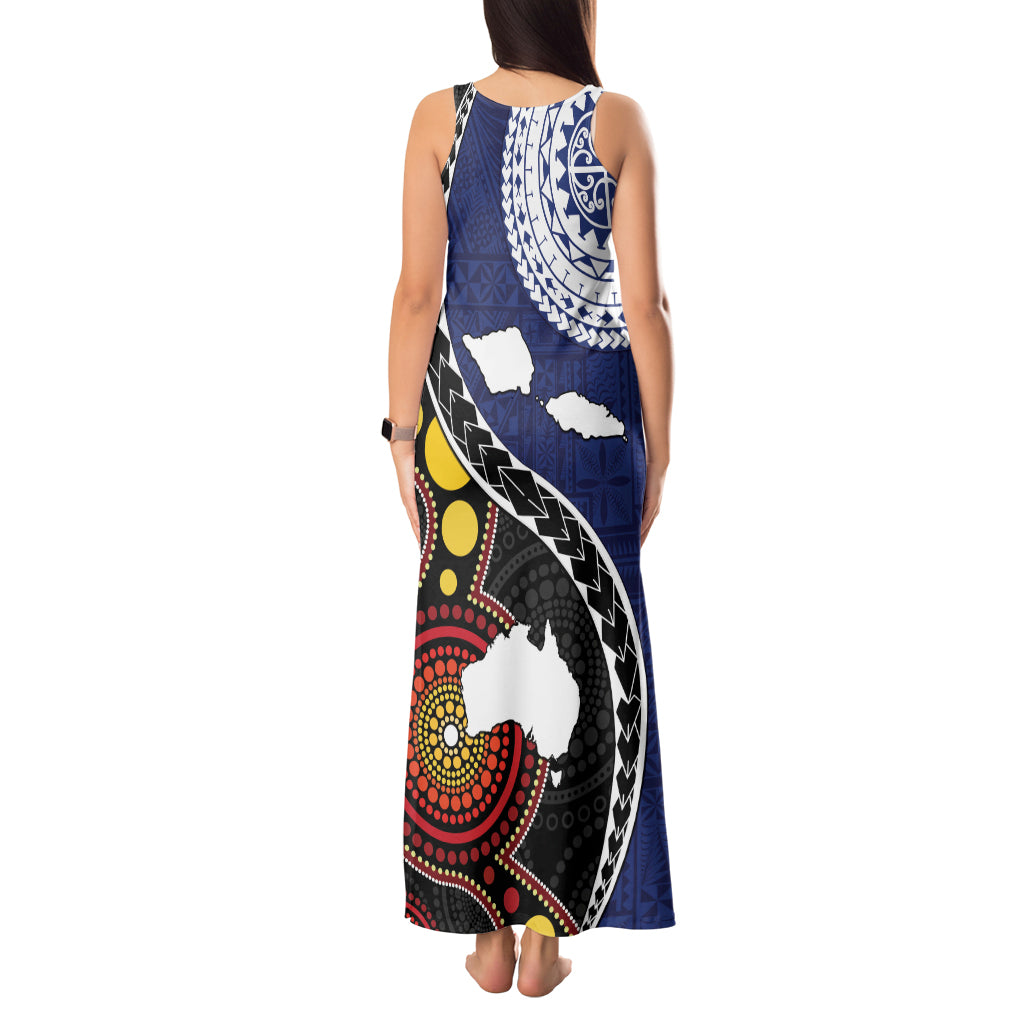 Samoa And Australia Together Tank Maxi Dress Aboriginal Mix Polynesian LT05 - Polynesian Pride