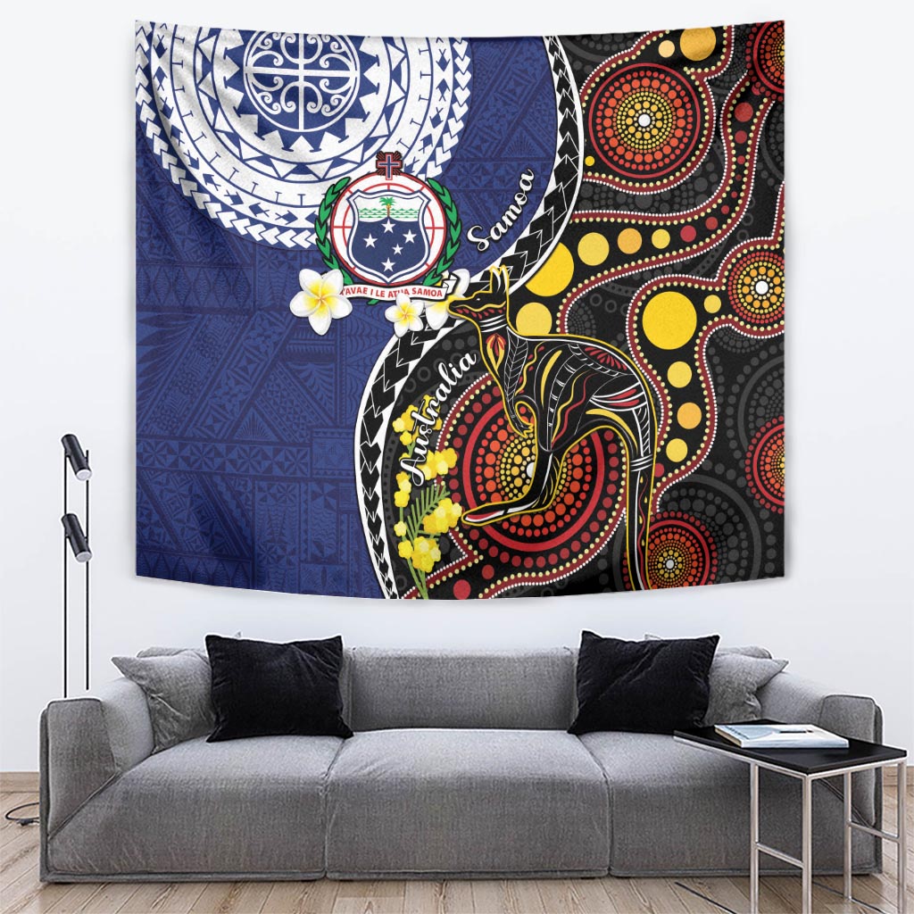 Samoa And Australia Together Tapestry Aboriginal Mix Polynesian LT05 Blue - Polynesian Pride