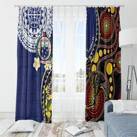 Samoa And Australia Together Window Curtain Aboriginal Mix Polynesian LT05 - Polynesian Pride