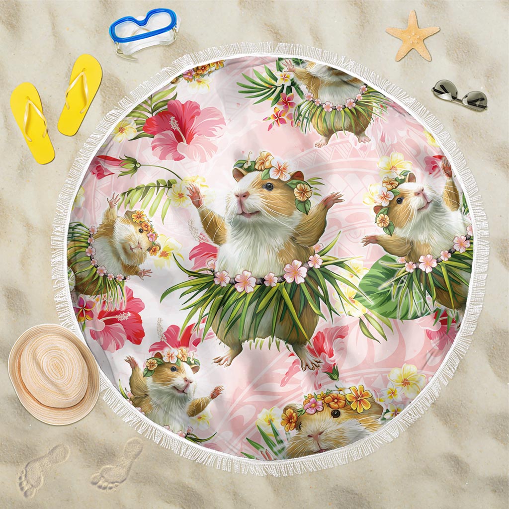 Hawaii Guinea Hula Pig Beach Blanket Funny Tropical Style LT05 One Size 150cm Pink - Polynesian Pride