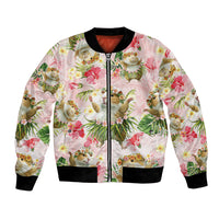 Hawaii Guinea Hula Pig Bomber Jacket Funny Tropical Style LT05 Unisex Pink - Polynesian Pride