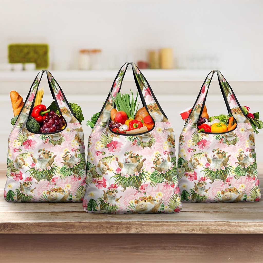 Hawaii Guinea Hula Pig Grocery Bag Funny Tropical Style LT05 3-pack One Size Pink - Polynesian Pride