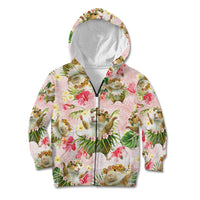 Hawaii Guinea Hula Pig Kid Hoodie Funny Tropical Style LT05 Zip Hoodie Pink - Polynesian Pride