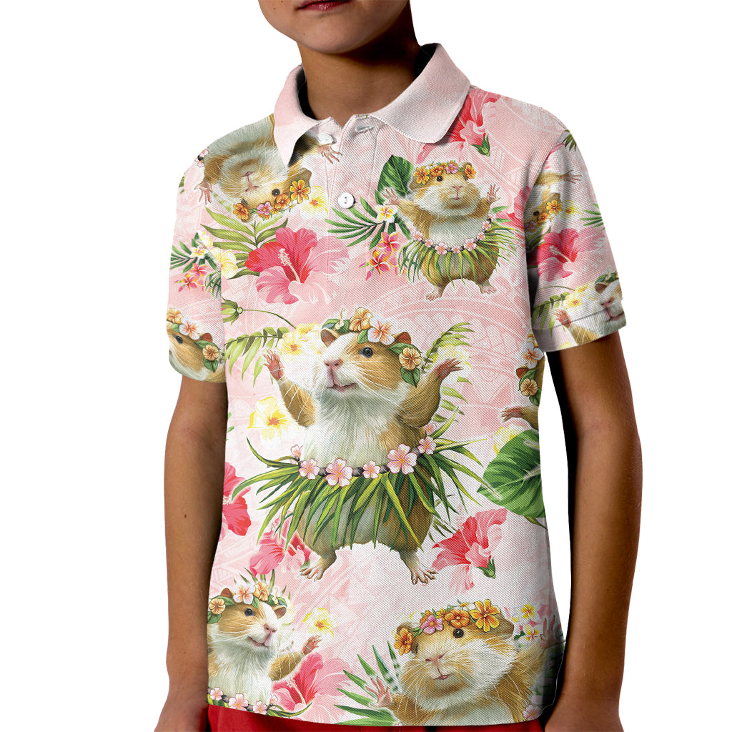 Hawaii Guinea Hula Pig Kid Polo Shirt Funny Tropical Style LT05 Kid Pink - Polynesian Pride