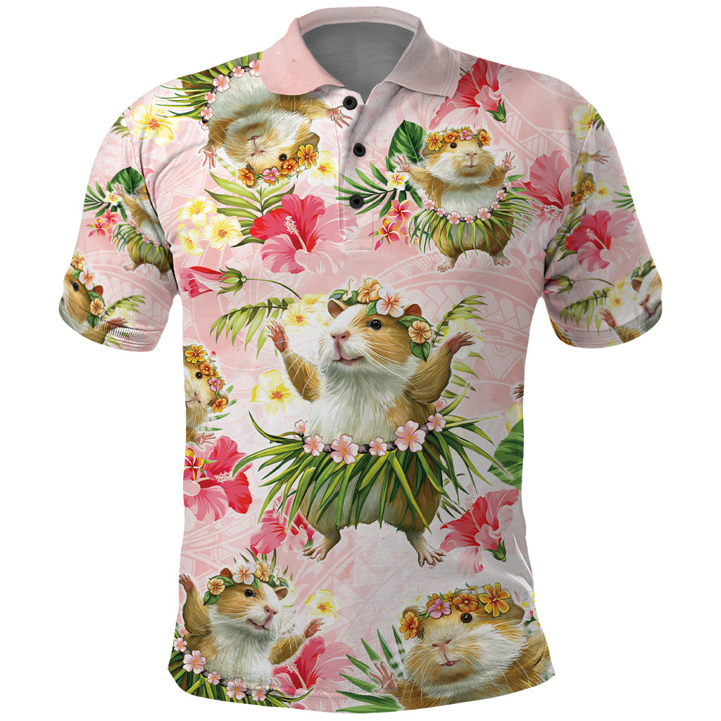 Hawaii Guinea Hula Pig Polo Shirt Funny Tropical Style