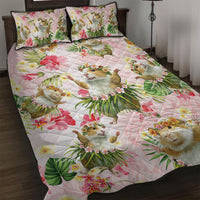 Hawaii Guinea Hula Pig Quilt Bed Set Funny Tropical Style LT05 Pink - Polynesian Pride