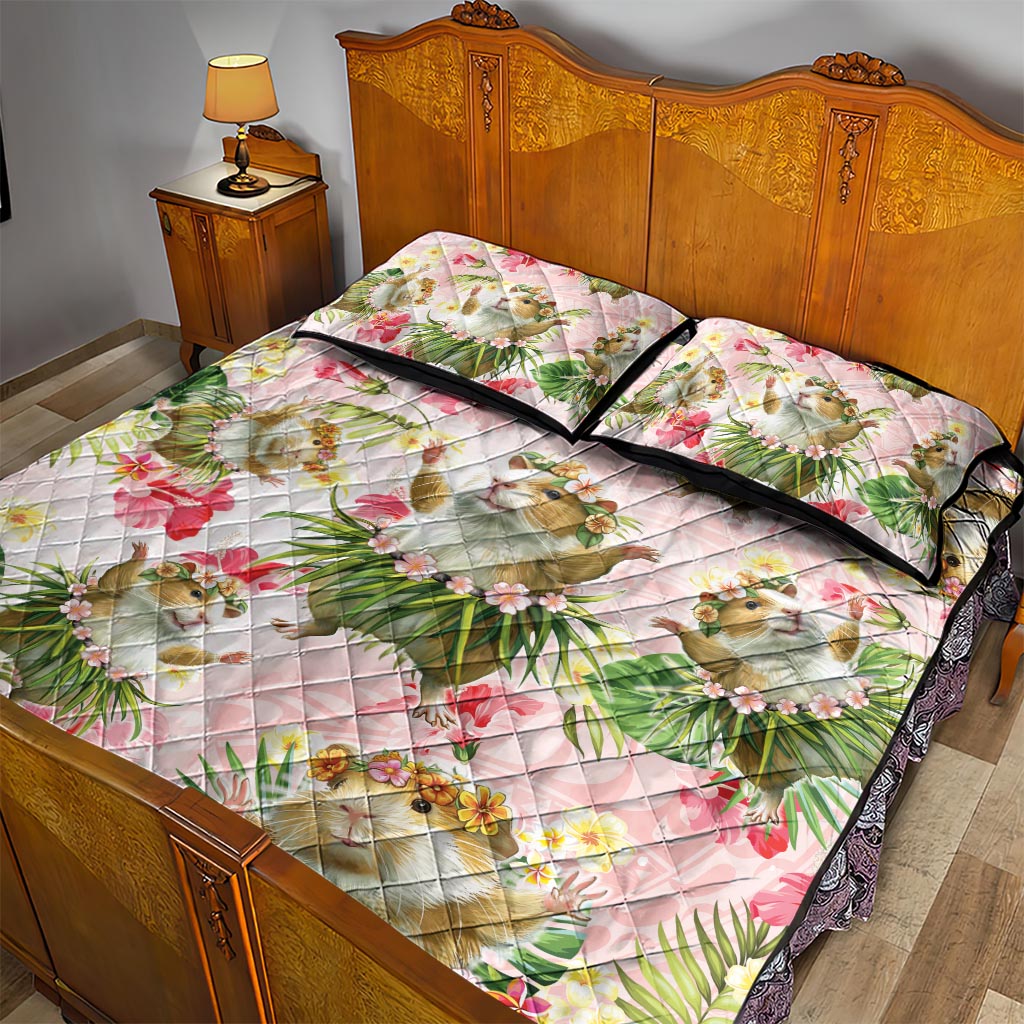Hawaii Guinea Hula Pig Quilt Bed Set Funny Tropical Style LT05 - Polynesian Pride
