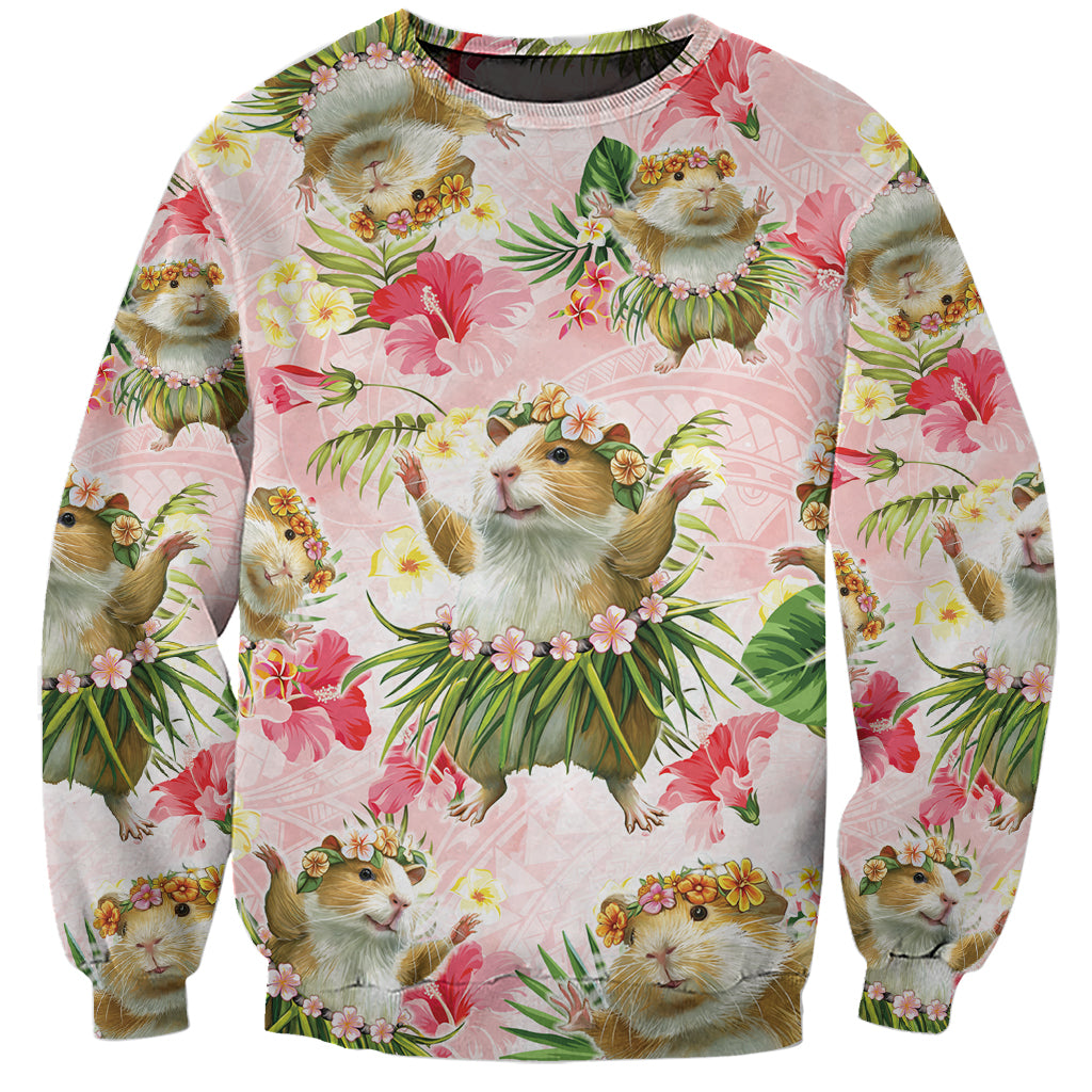 Hawaii Guinea Hula Pig Sweatshirt Funny Tropical Style LT05 Unisex Pink - Polynesian Pride