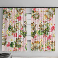 Hawaii Guinea Hula Pig Window Curtain Funny Tropical Style LT05 With Hooks Pink - Polynesian Pride