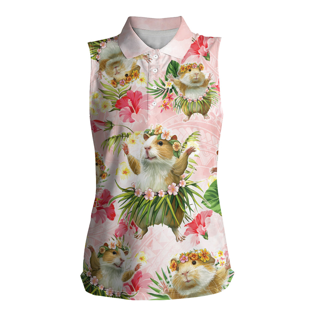 Hawaii Guinea Hula Pig Women Sleeveless Polo Shirt Funny Tropical Style