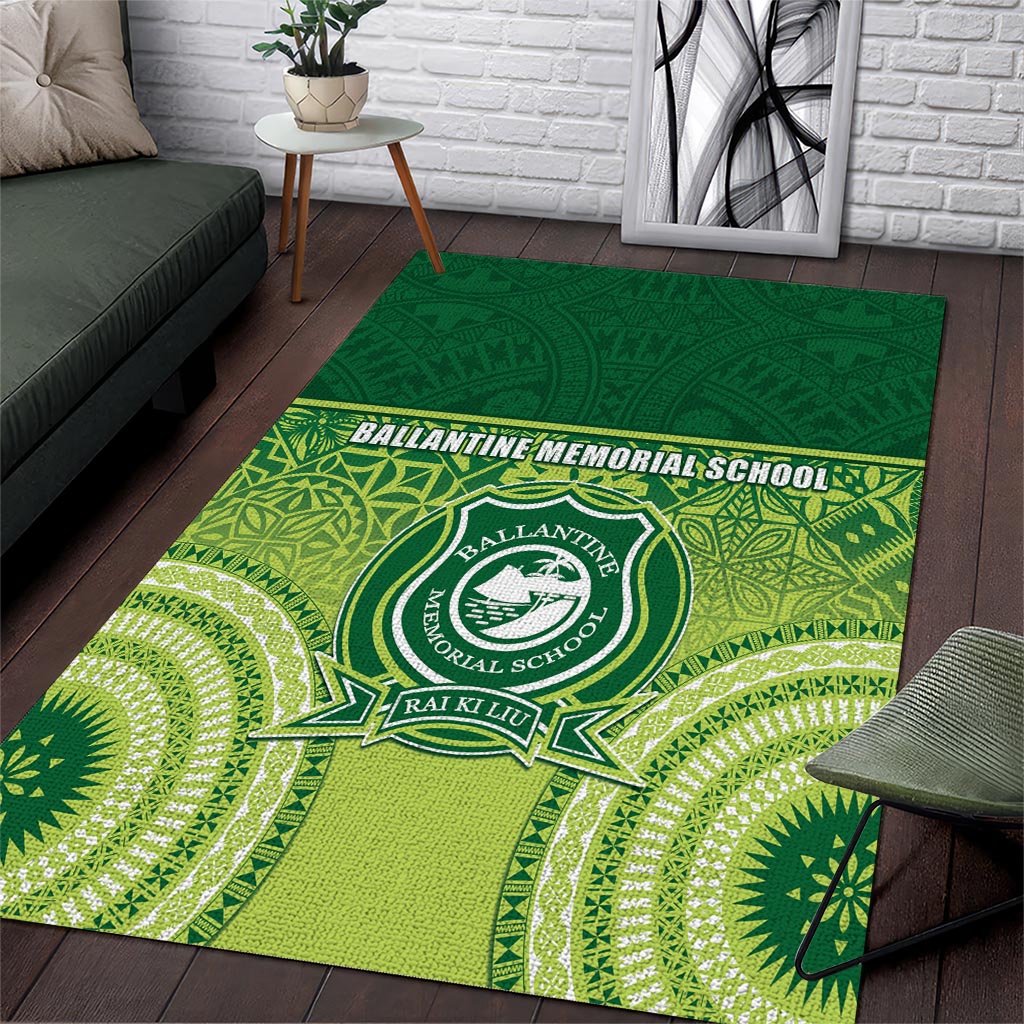 Ballantine Memorial School Area Rug With Fijian Tapa Pattern LT05 Green - Polynesian Pride