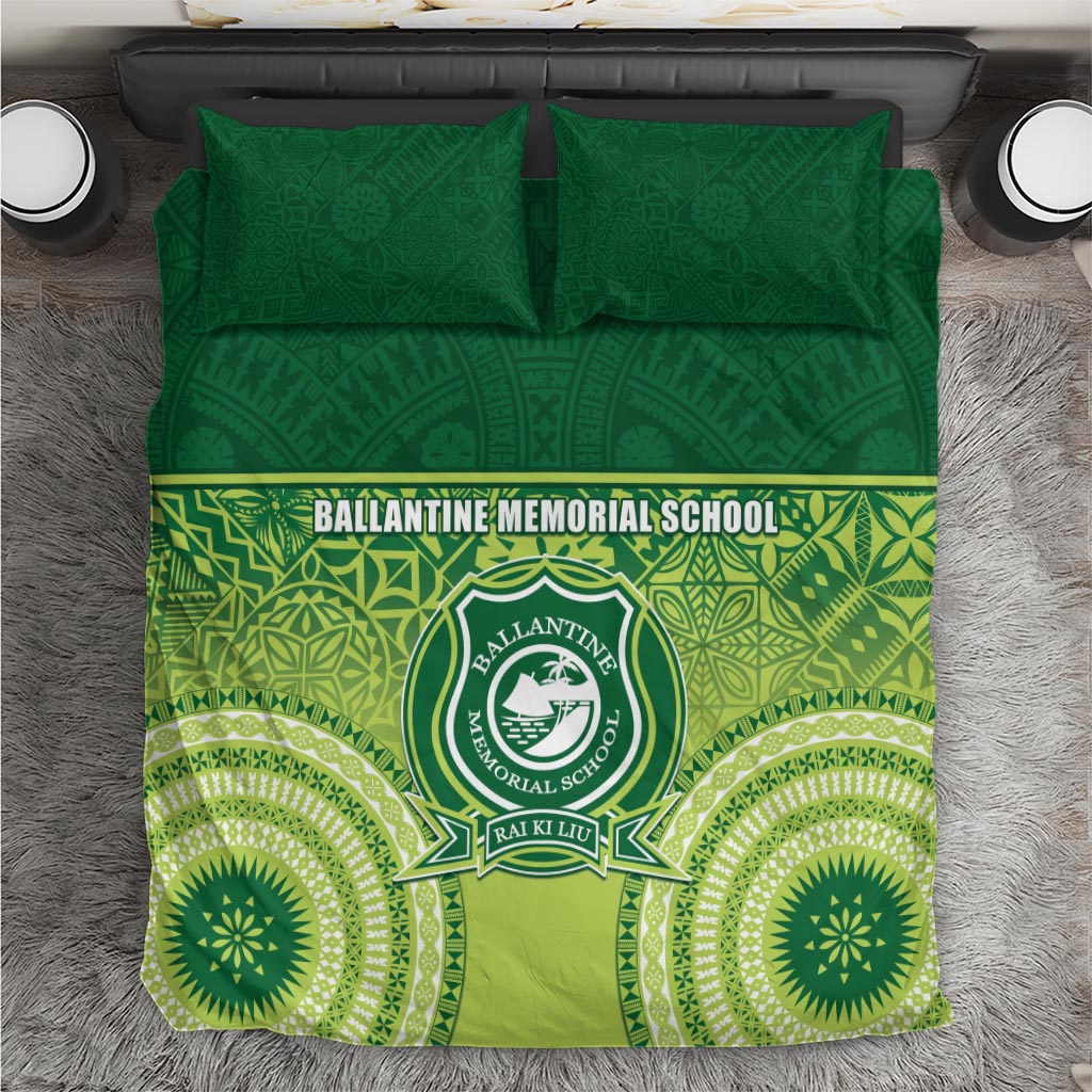 Ballantine Memorial School Bedding Set With Fijian Tapa Pattern LT05 Green - Polynesian Pride