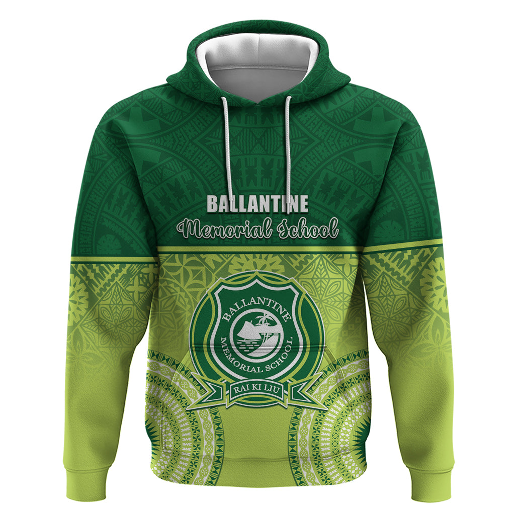 Personalised Ballantine Memorial School Hoodie With Fijian Tapa Pattern LT05 Pullover Hoodie Green - Polynesian Pride
