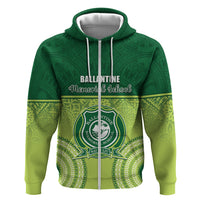 Personalised Ballantine Memorial School Hoodie With Fijian Tapa Pattern LT05 Zip Hoodie Green - Polynesian Pride