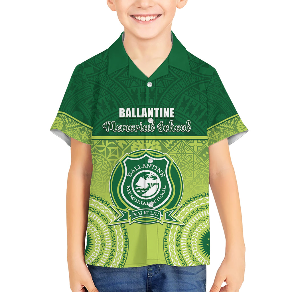 Personalised Ballantine Memorial School Kid Hawaiian Shirt With Fijian Tapa Pattern LT05 Kid Green - Polynesian Pride