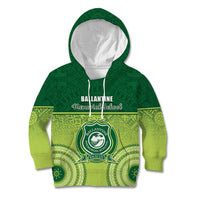 Personalised Ballantine Memorial School Kid Hoodie With Fijian Tapa Pattern LT05 Hoodie Green - Polynesian Pride