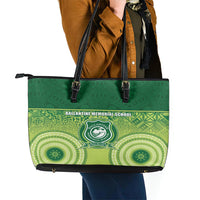 Ballantine Memorial School Leather Tote Bag With Fijian Tapa Pattern LT05 - Polynesian Pride