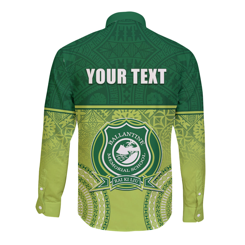 Personalised Ballantine Memorial School Long Sleeve Button Shirt With Fijian Tapa Pattern LT05 - Polynesian Pride