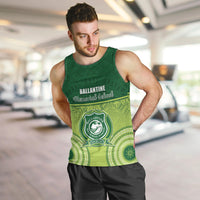 Personalised Ballantine Memorial School Men Tank Top With Fijian Tapa Pattern LT05 Green - Polynesian Pride