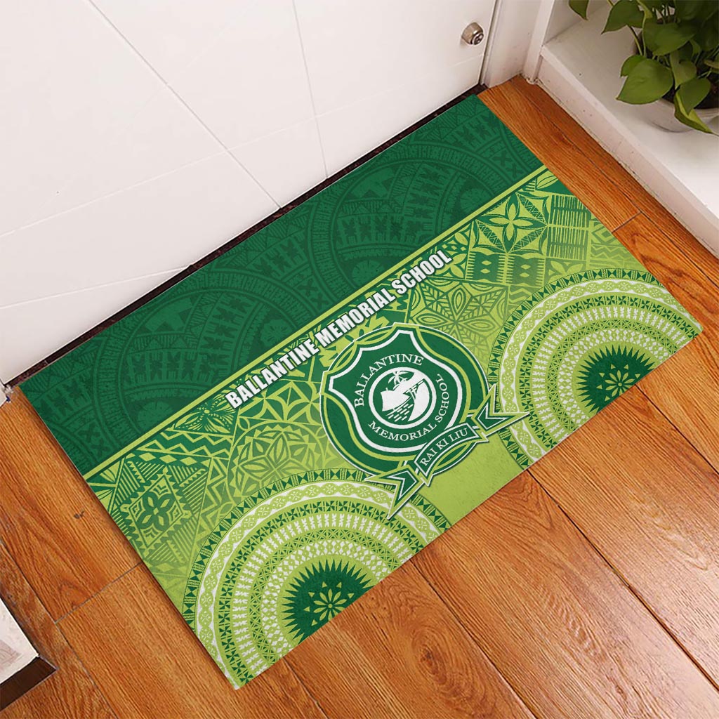Ballantine Memorial School Rubber Doormat With Fijian Tapa Pattern LT05 Green - Polynesian Pride