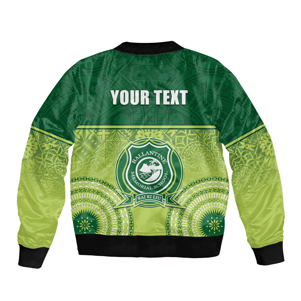 Personalised Ballantine Memorial School Sleeve Zip Bomber Jacket With Fijian Tapa Pattern LT05 - Polynesian Pride