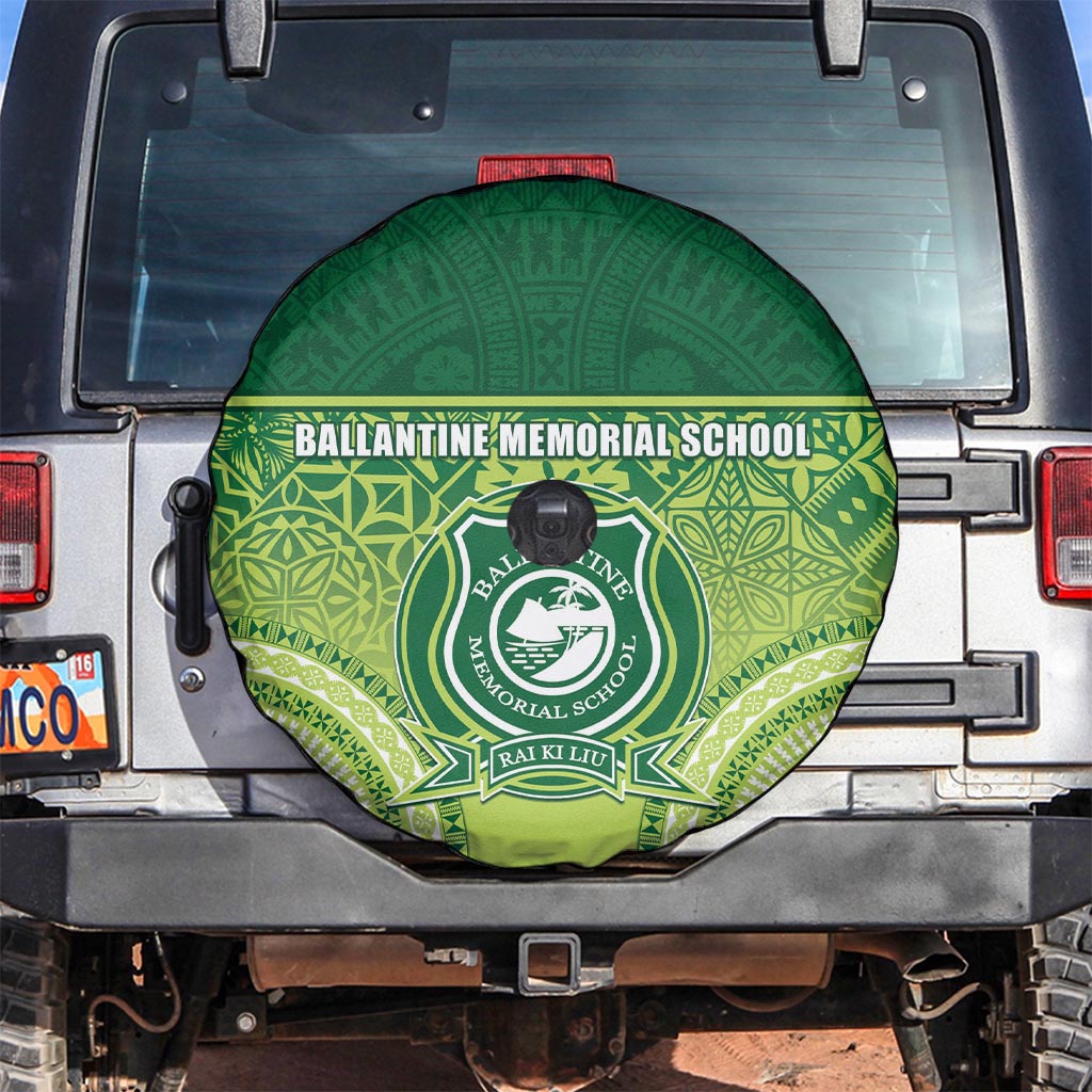 Ballantine Memorial School Spare Tire Cover With Fijian Tapa Pattern LT05 Green - Polynesian Pride