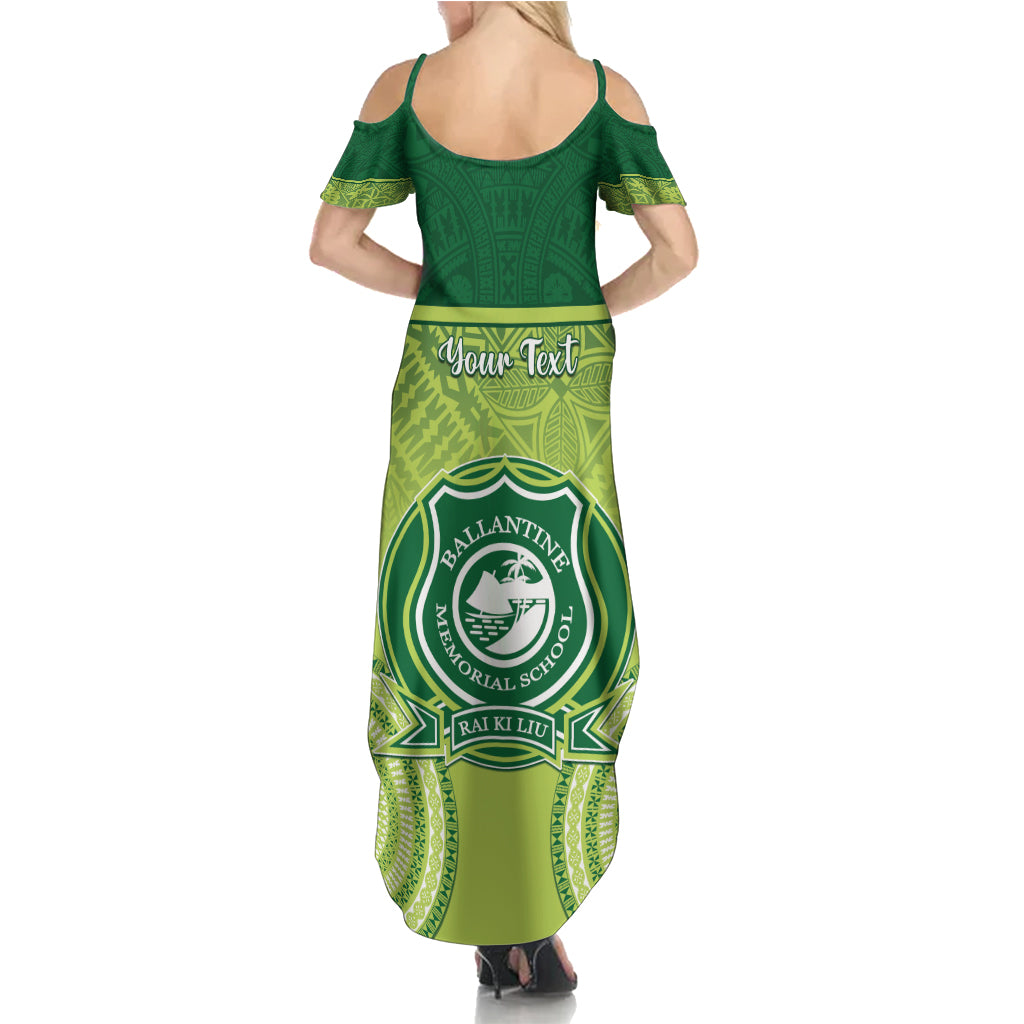 Personalised Ballantine Memorial School Summer Maxi Dress With Fijian Tapa Pattern LT05 - Polynesian Pride