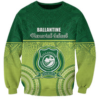 Personalised Ballantine Memorial School Sweatshirt With Fijian Tapa Pattern LT05 Unisex Green - Polynesian Pride
