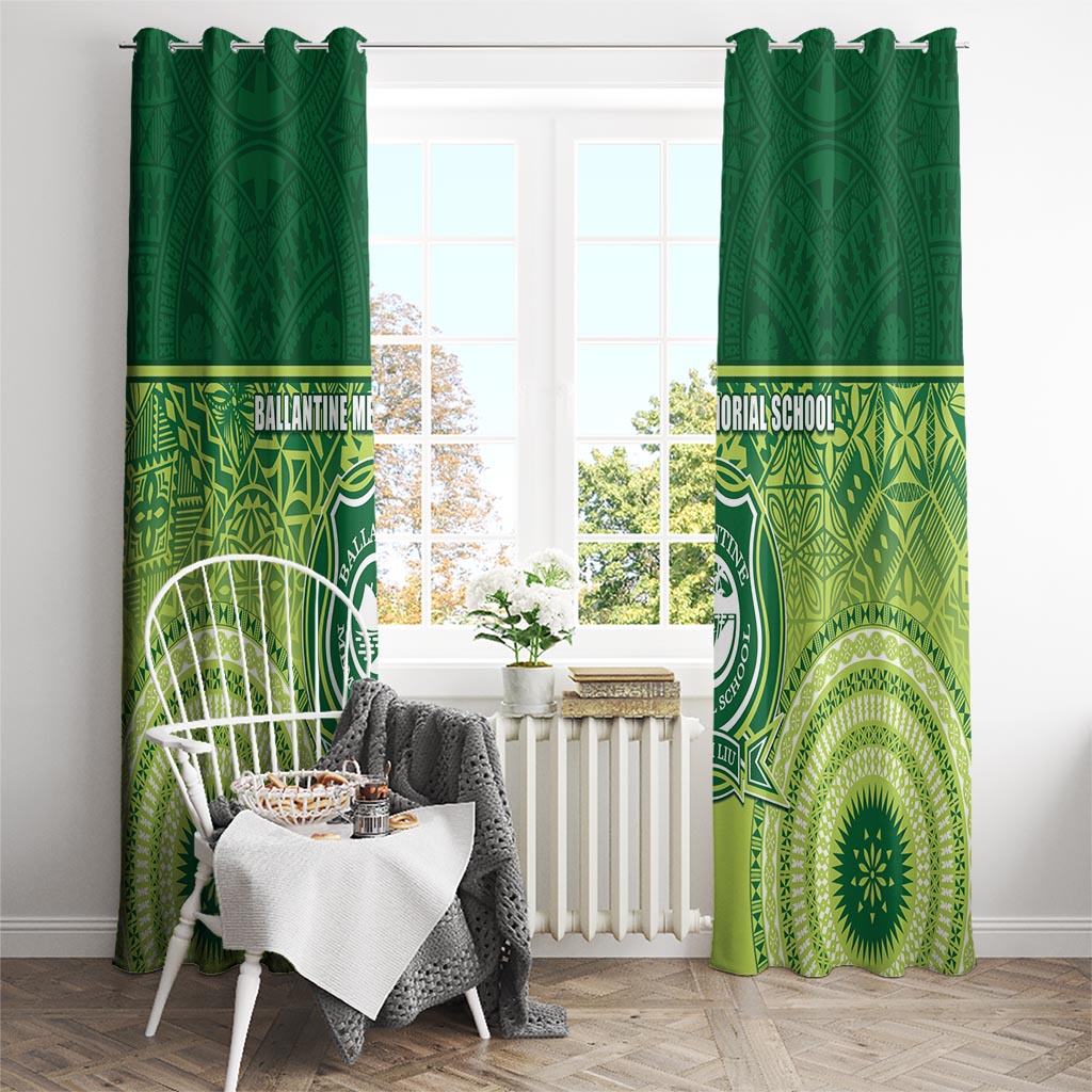 Ballantine Memorial School Window Curtain With Fijian Tapa Pattern LT05 - Polynesian Pride