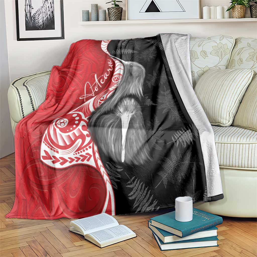 New Zealand Aotearoa Blanket Kiwi Fern Maori Pattern Red Version LT05 Red - Polynesian Pride